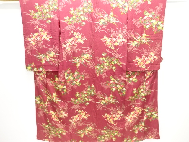 JAPANESE KIMONO / ANTIQUE KIMONO / TAISHO ROMAN STYLE / KINSHA / FLORAL PLANTS